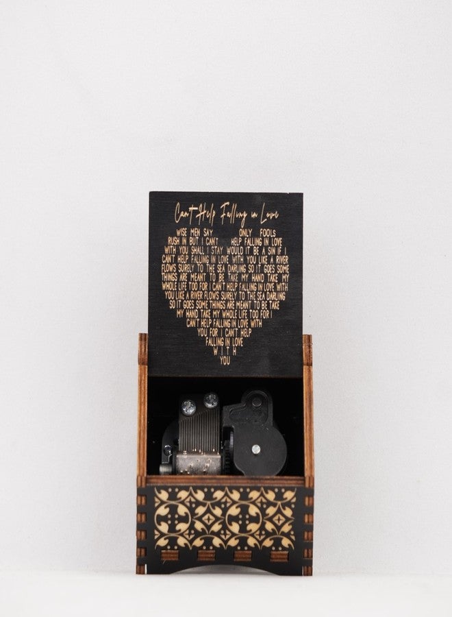 OFFO Can’t Help Falling in Love Automatic Music Box - Hand-Cranked Wooden Romantic Keepsake with Engraved Design | Classic Love Tune Gift for Wife, Girlfriend, Couples & Anniversary - Image 3